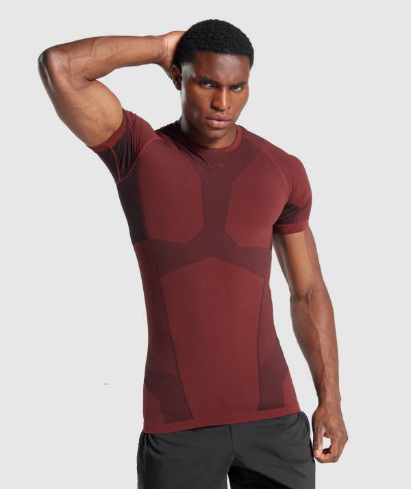 Panske Tricka Gymshark Free Force Seamless Bordove | NL7942613